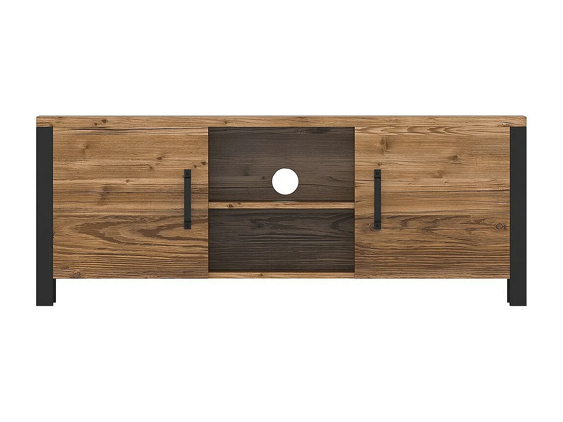 Meuble TV DARWIN – 150 cm en épicéa et noir mat