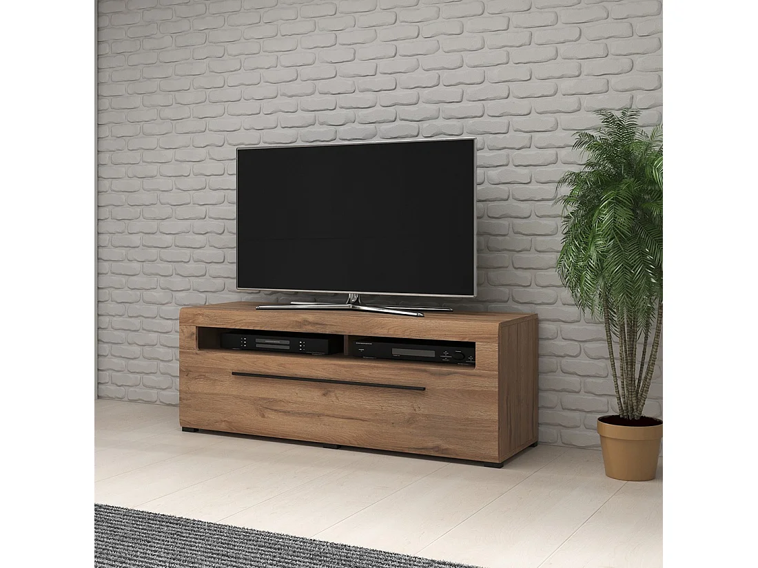 Meuble TV 140cm collection BREDA. Coloris chêne. Style design.