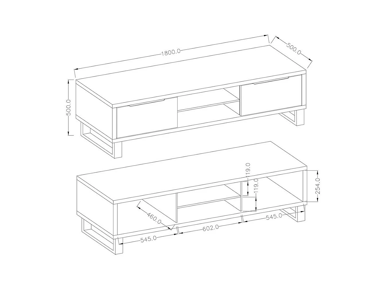 Móvel para TV XL 180cm coleção MILO. Cor carvalho. Estilo design.