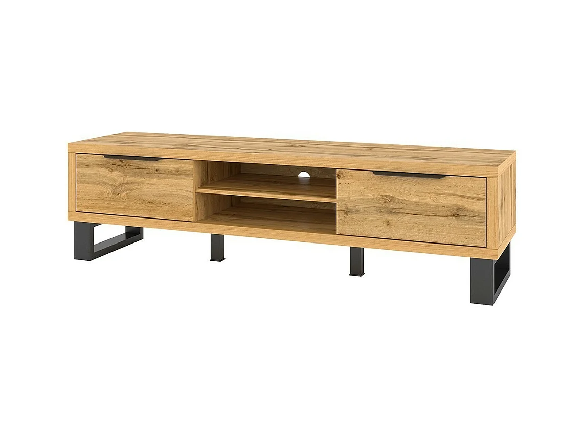 Meuble TV XL 180cm collection MILO. Coloris chêne. Style design.