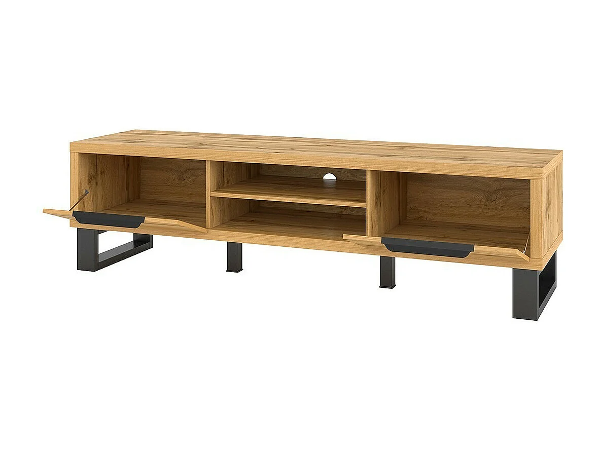 Meuble TV XL 180cm collection MILO. Coloris chêne. Style design.