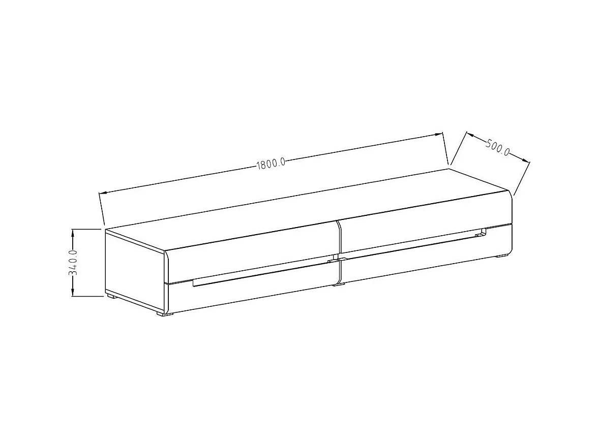 Móvel para TV 180cm Coleção LUCIA. 2 gavetas, cor cinza, fachadas brilhantes. Estilo design.