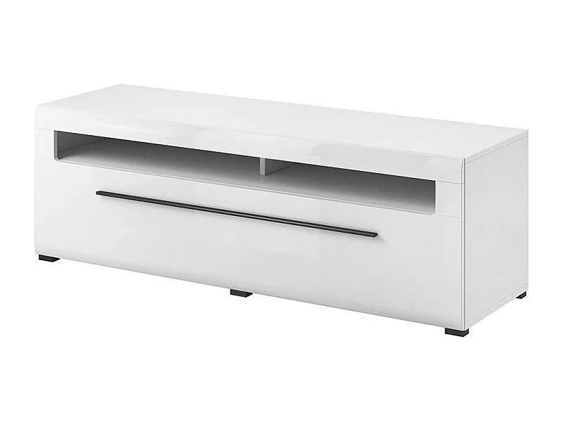 Mueble de TV 140cm colección BREDA. Color blanco mate y blanco brillante. Estilo diseño.
