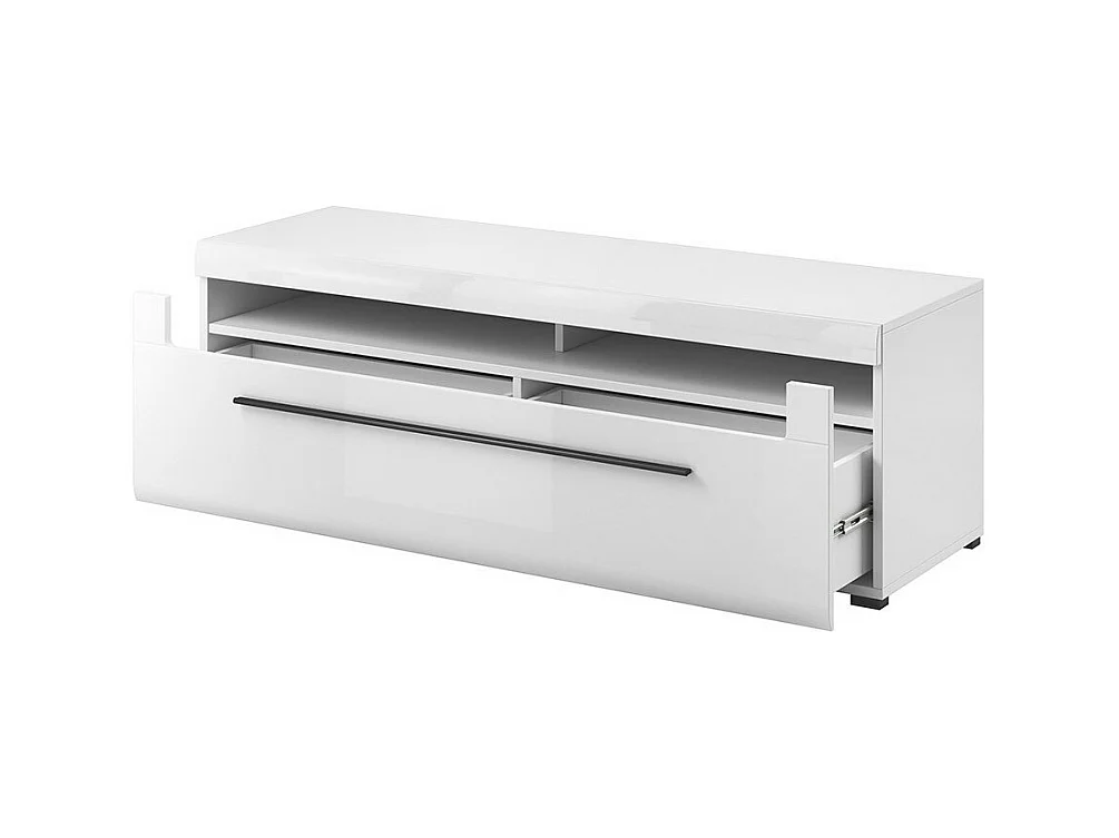 Móvel para TV XL 160cm coleção BREDA. Cores branco fosco e branco brilhante. Estilo design.