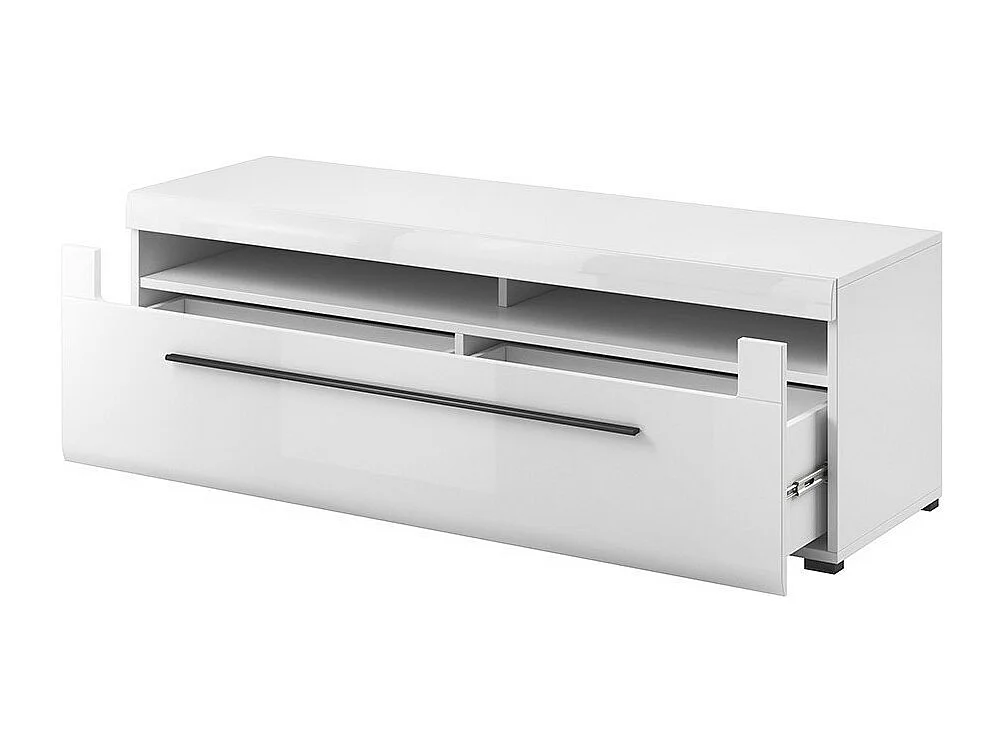 TV-meubel XL 160cm collectie BREDA. Kleuren mat wit en glanzend wit. Design stijl.