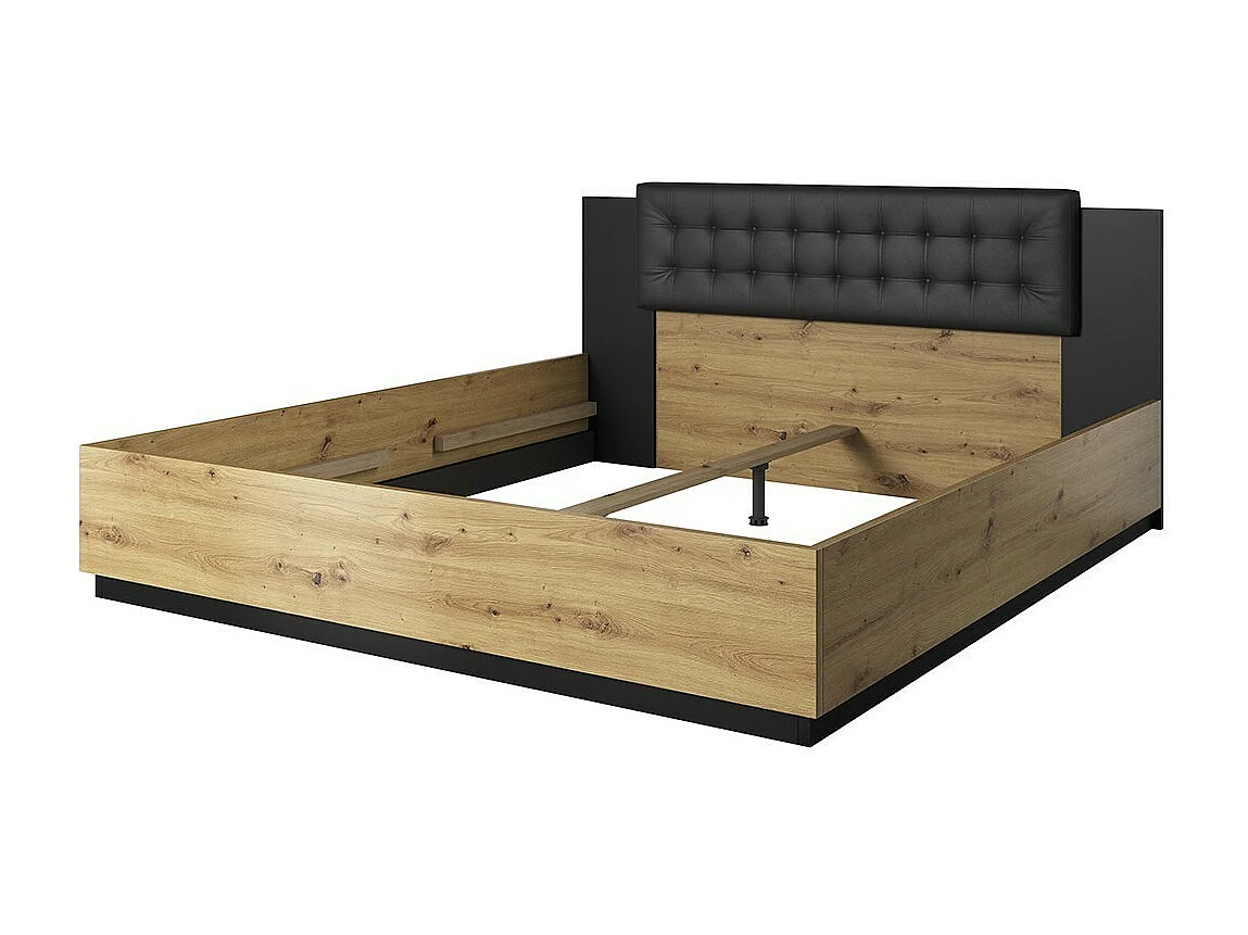 Cama con canapé 180x200 color roble claro y negro colección FOX.