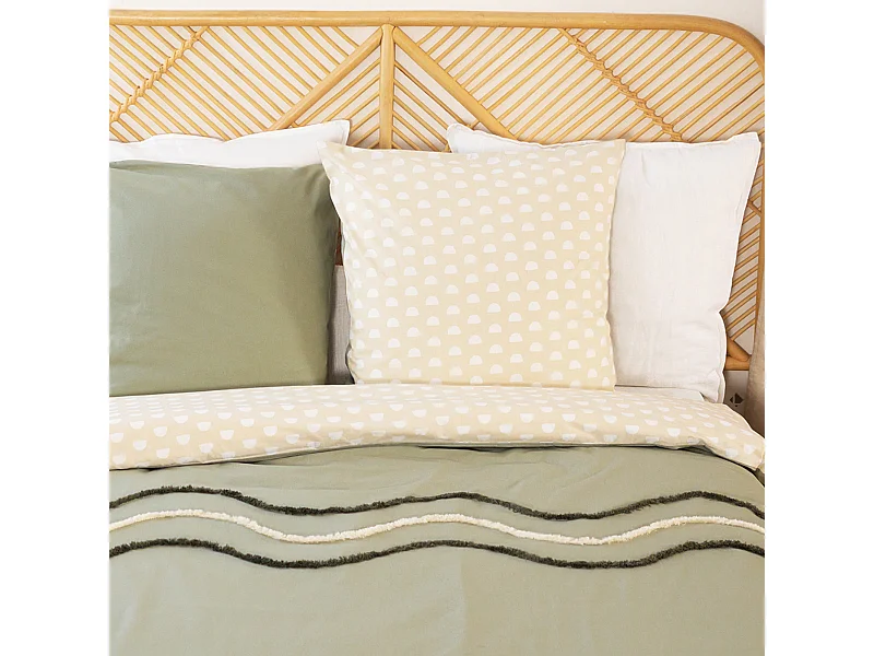 Parure de lit 240x220 cm coton BCI adouci LINEA Vert 3 pièces