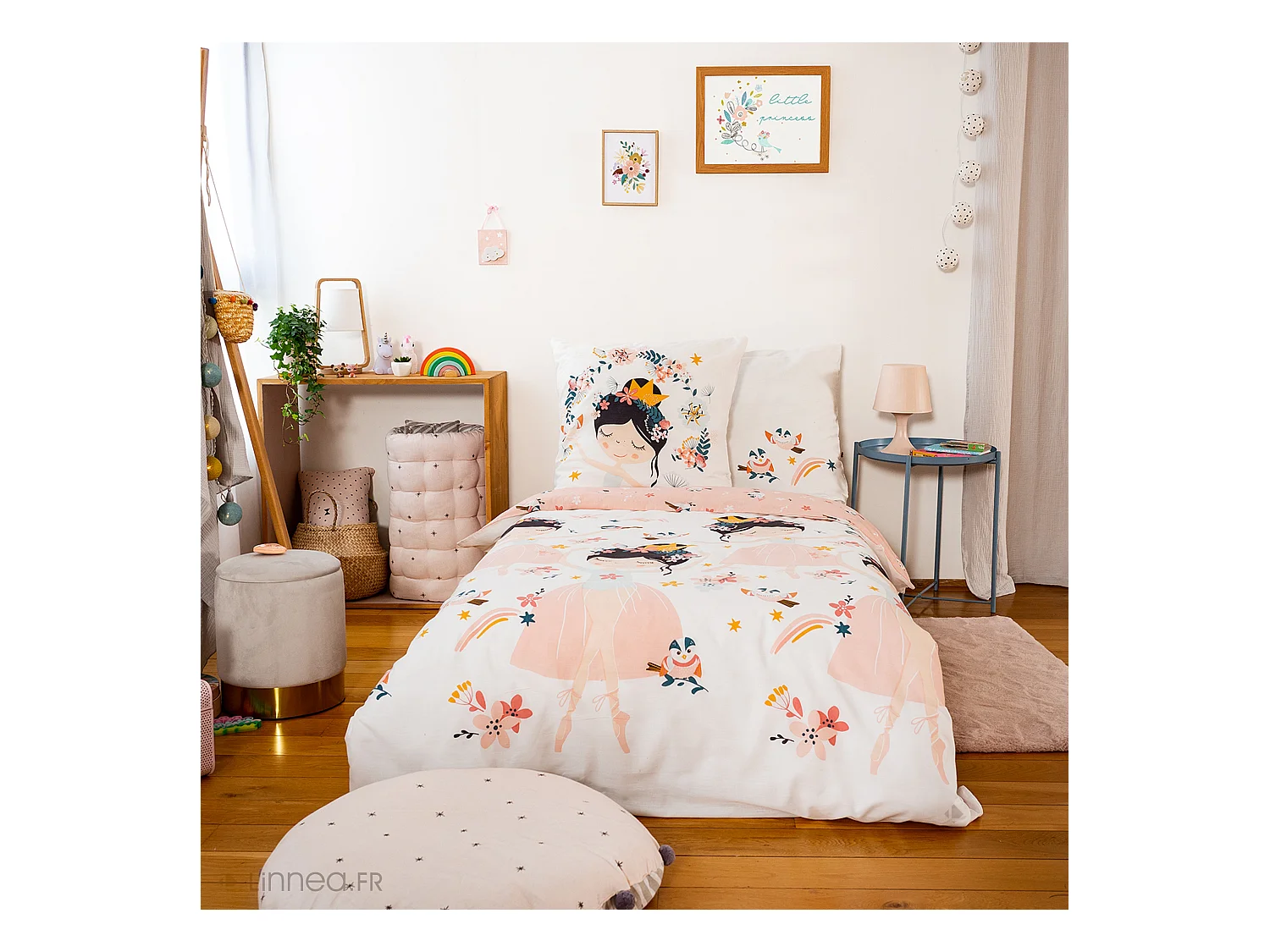 Parure de lit 140x200 cm polycoton KATY rose 2 pièces