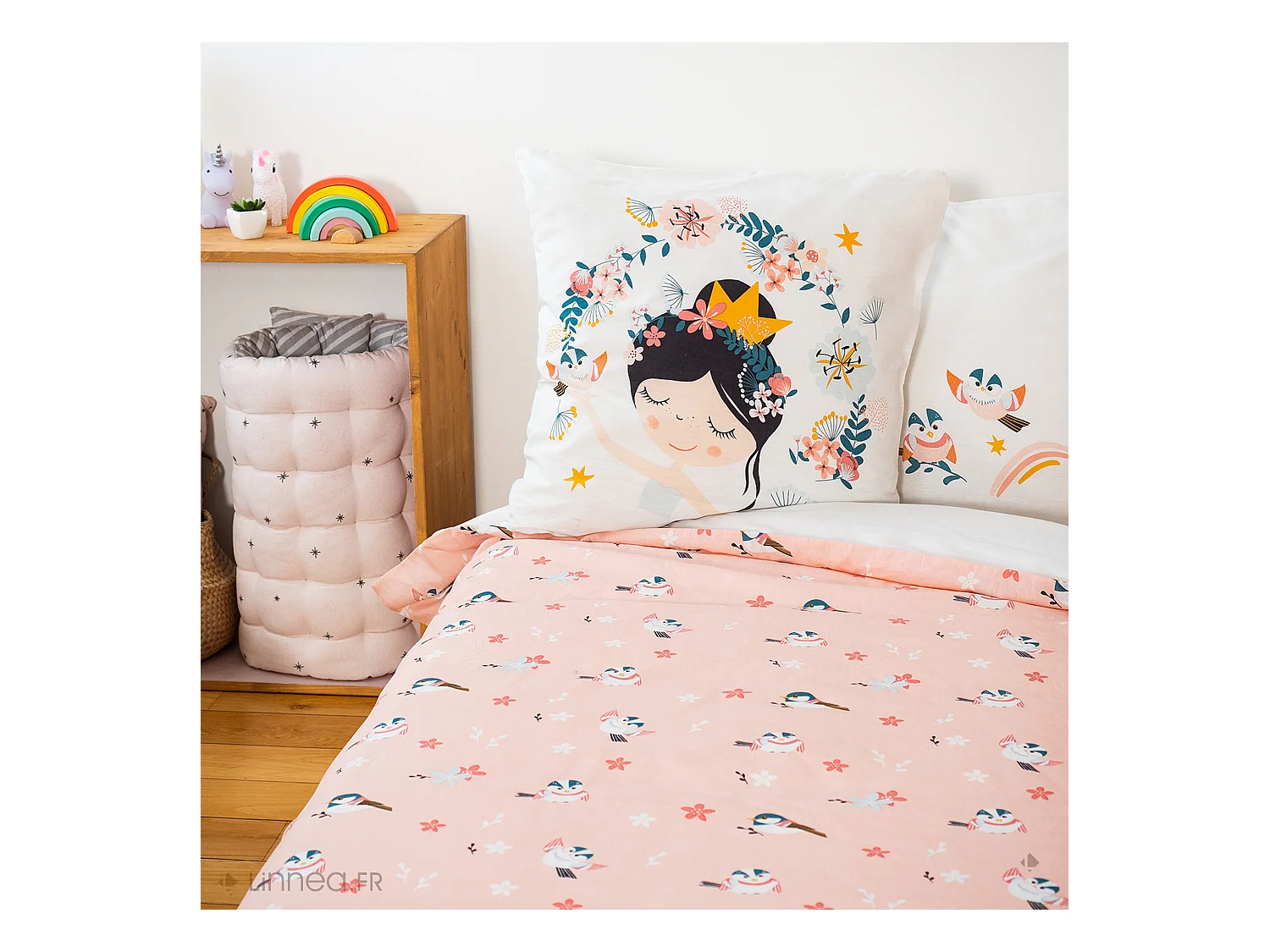 Parure de lit 140x200 cm polycoton KATY rose 2 pièces