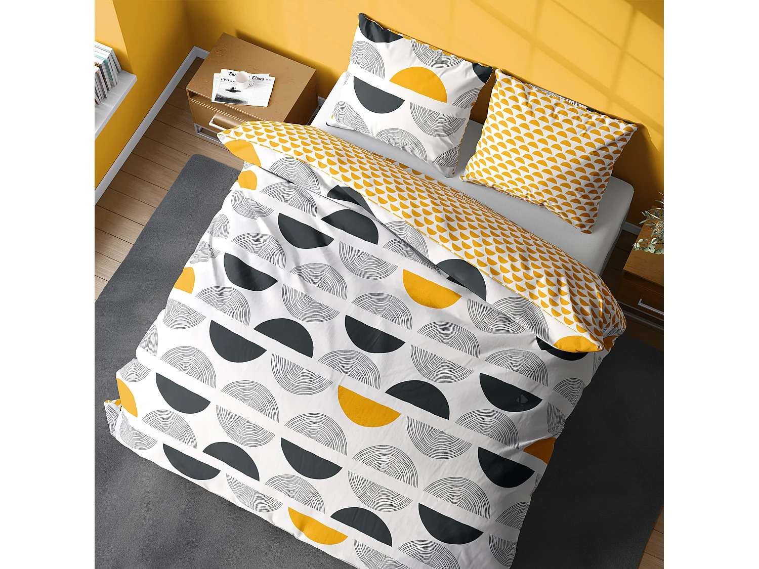 Parure de lit 260x240 cm coton biologique CIL Blanc 3 pièces