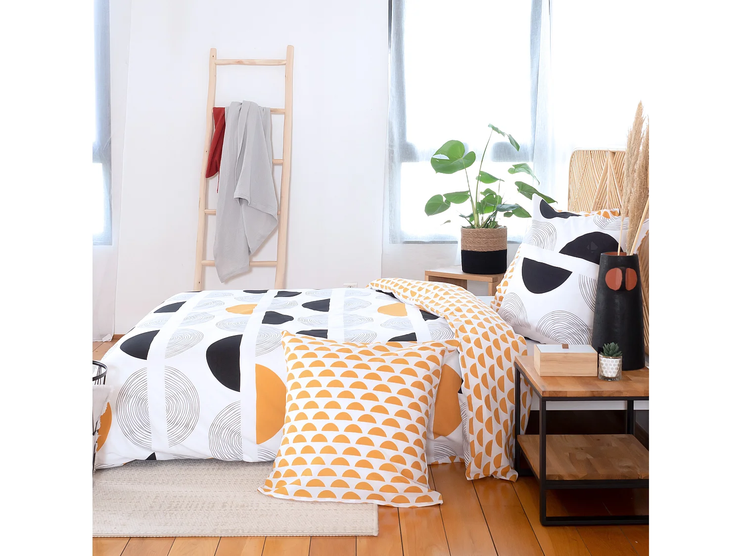 Parure de lit 260x240 cm coton biologique CIL Blanc 3 pièces