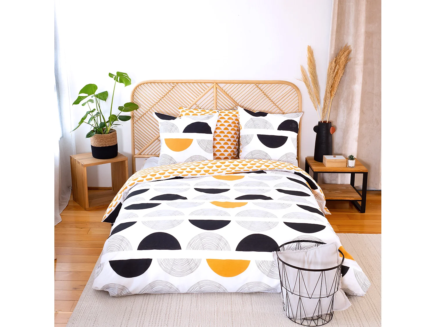 Parure de lit 260x240 cm coton biologique CIL Blanc 3 pièces