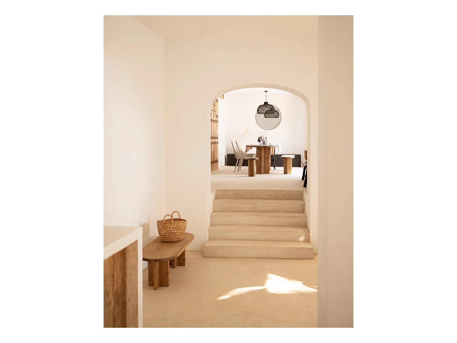 Banco de madera de abeto ovalado Decowood para interiores en color roble oscuro de 140x45cm - TOKYO - DECOWOOD