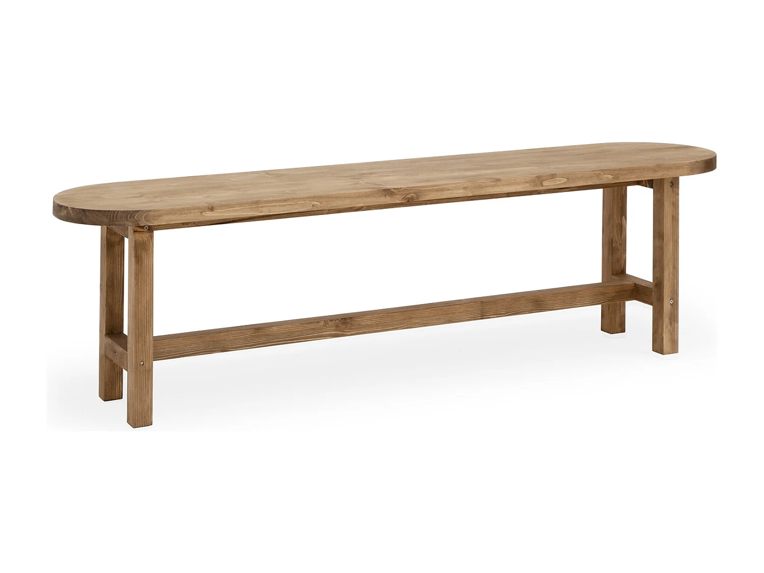 Panca ovale in legno masello in tono rovere scuro 160x45cm - OLIVIA - DECOWOOD