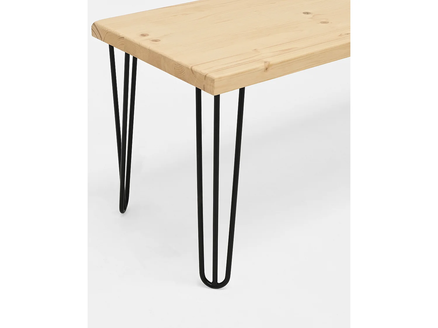 Banc en bois de pin et fer couleur naturel et noir 160x45cm - NOA - DECOWOOD