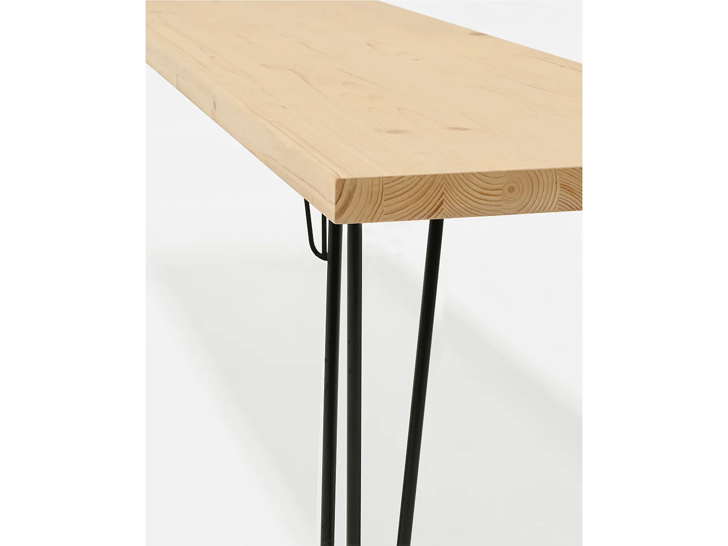 Banc en bois de pin et fer couleur naturel et noir 160x45cm - NOA - DECOWOOD