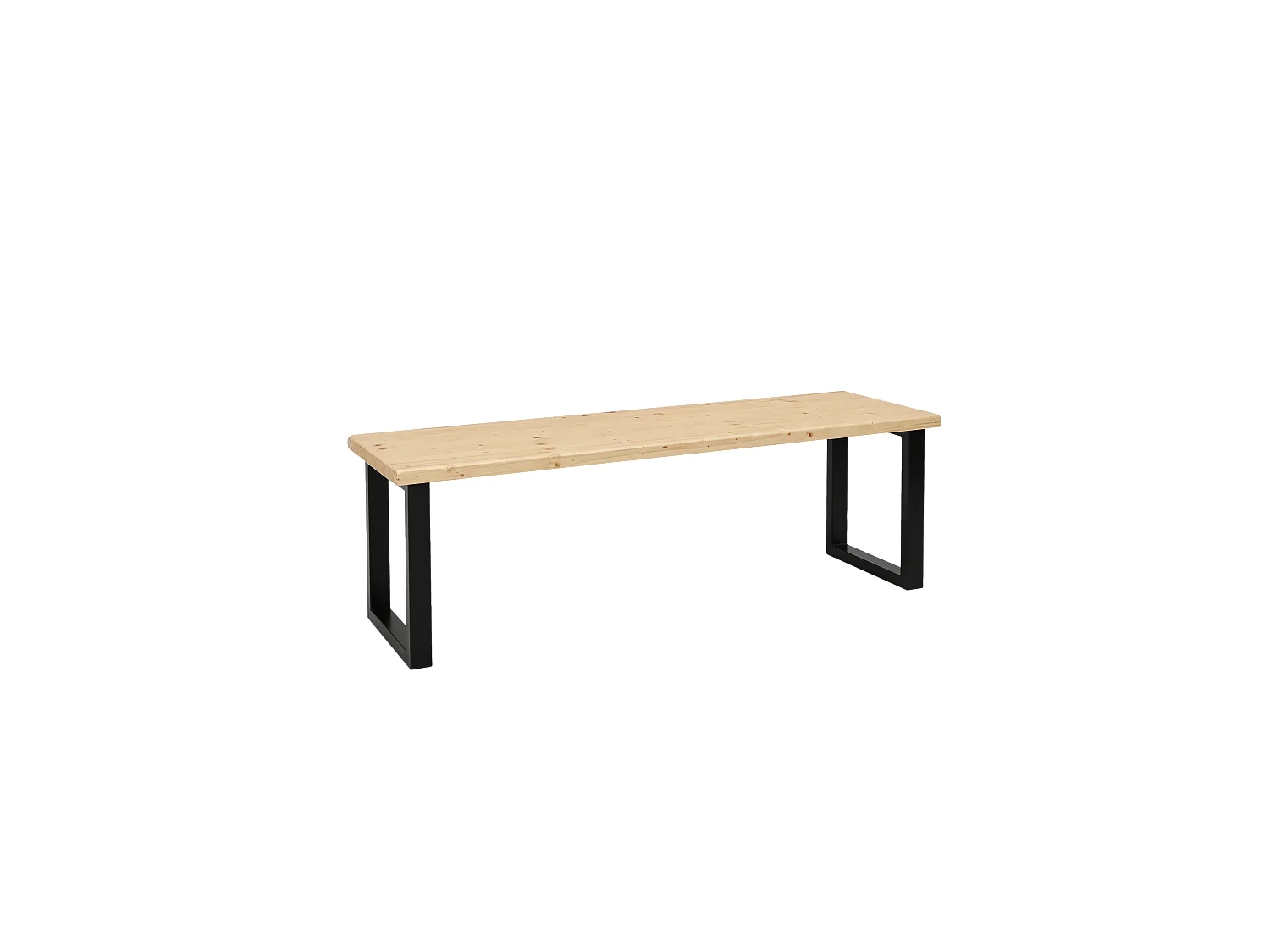 Banc en bois de pin et fer naturel et noir 140x45cm
