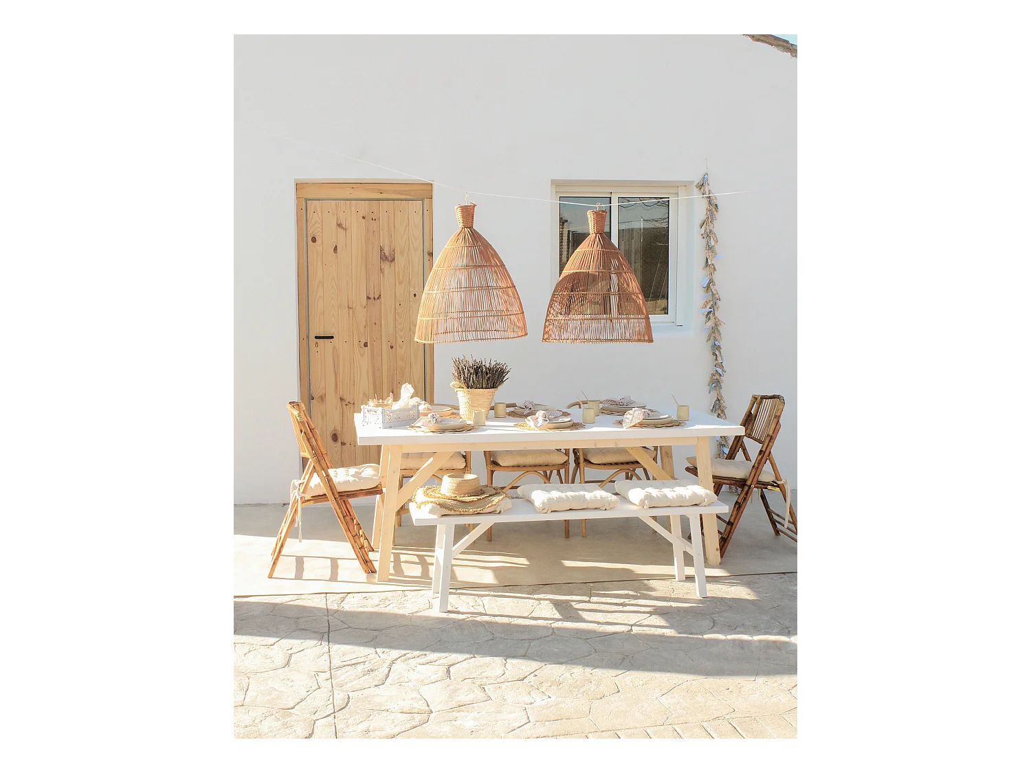 Banc en bois de sapin blanc 120x45cm - SIEP - DECOWOOD