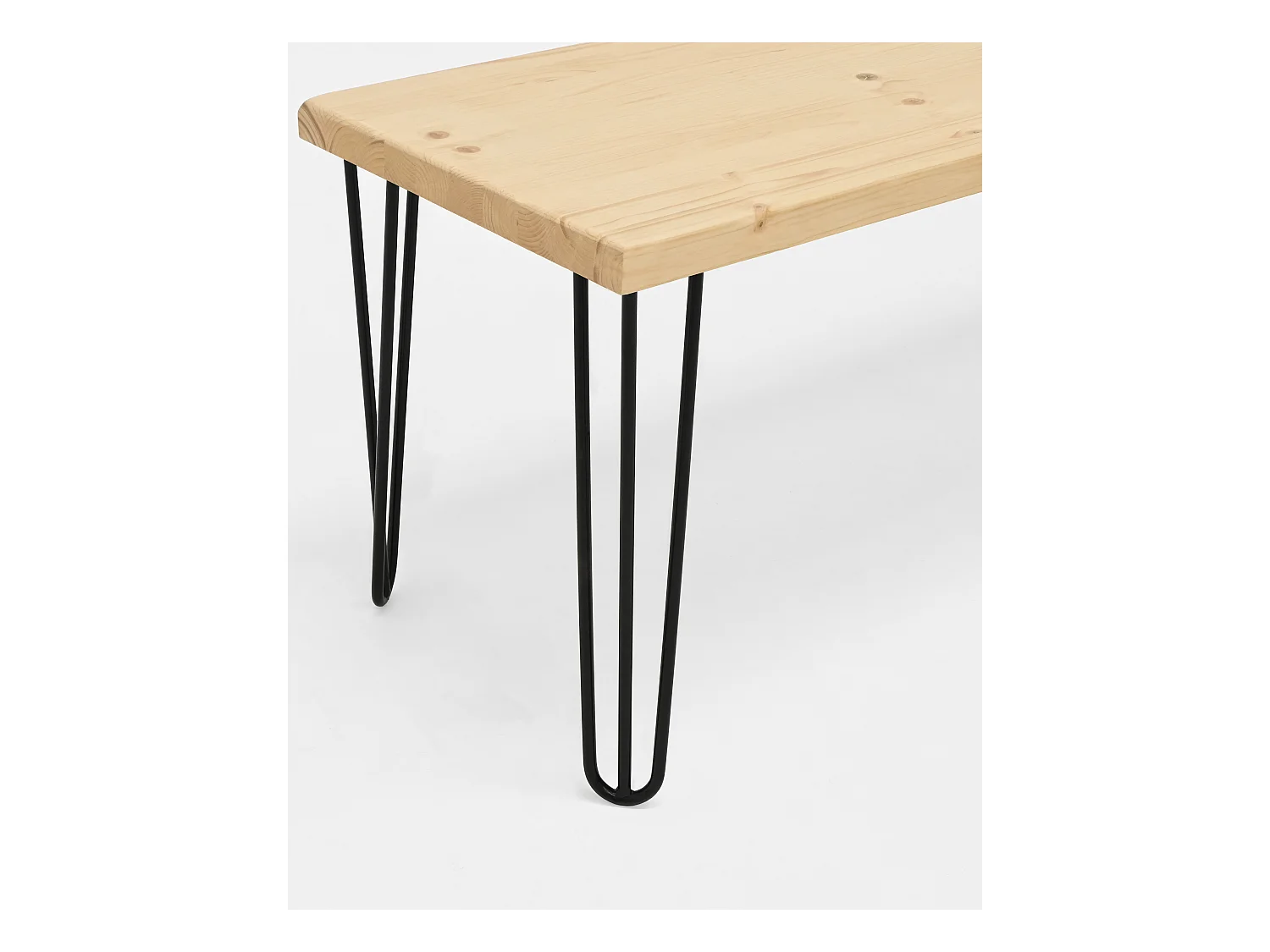 Banc en bois de pin et fer couleur naturel et noir 140x45cm - NOA - DECOWOOD