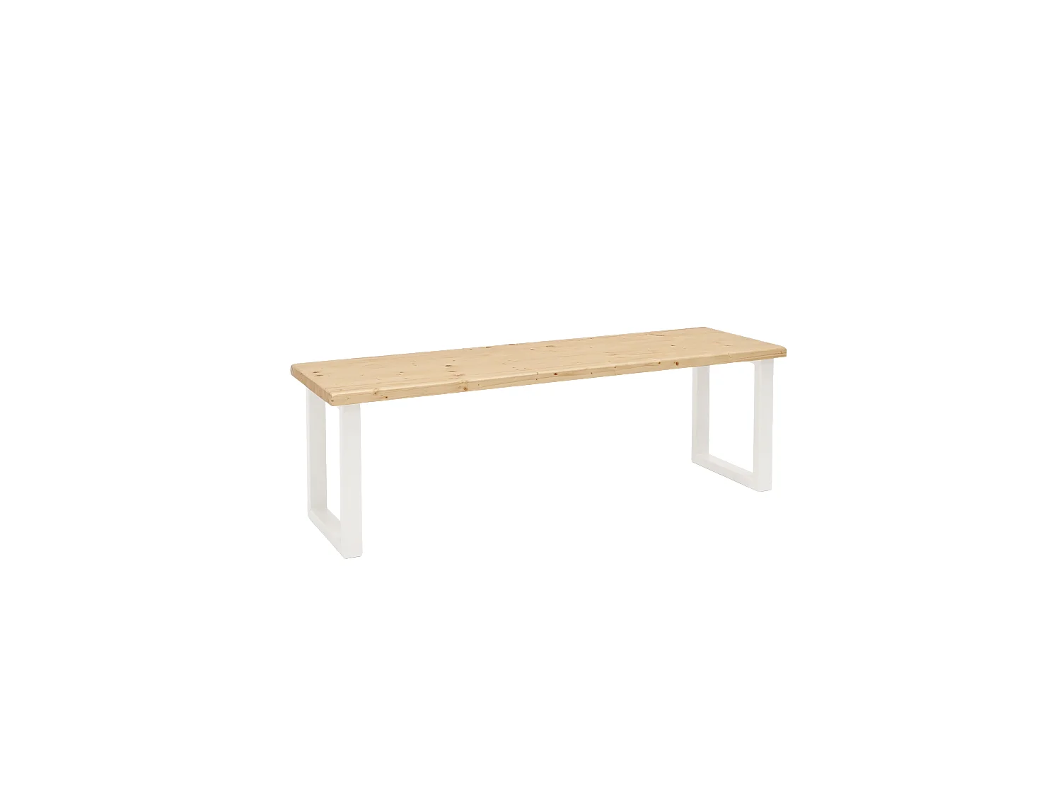 Banc en bois de pin et fer naturel et blanc 100x45cm