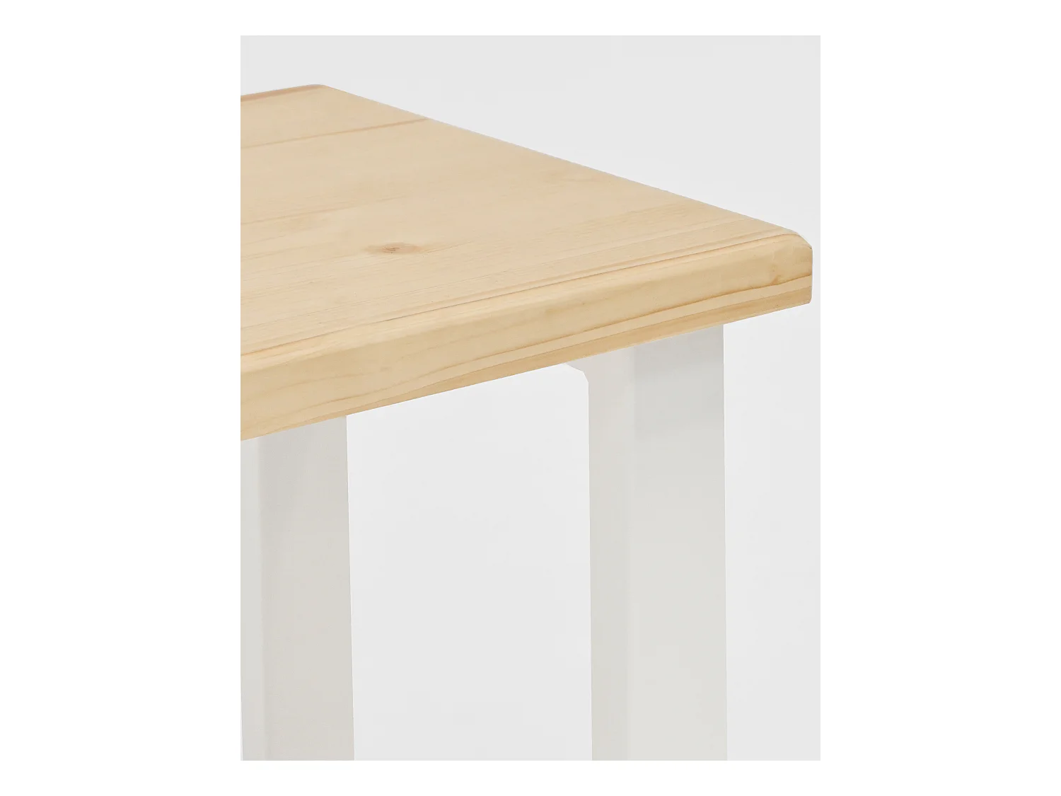 Banc en bois de pin et fer naturel et blanc 100x45cm