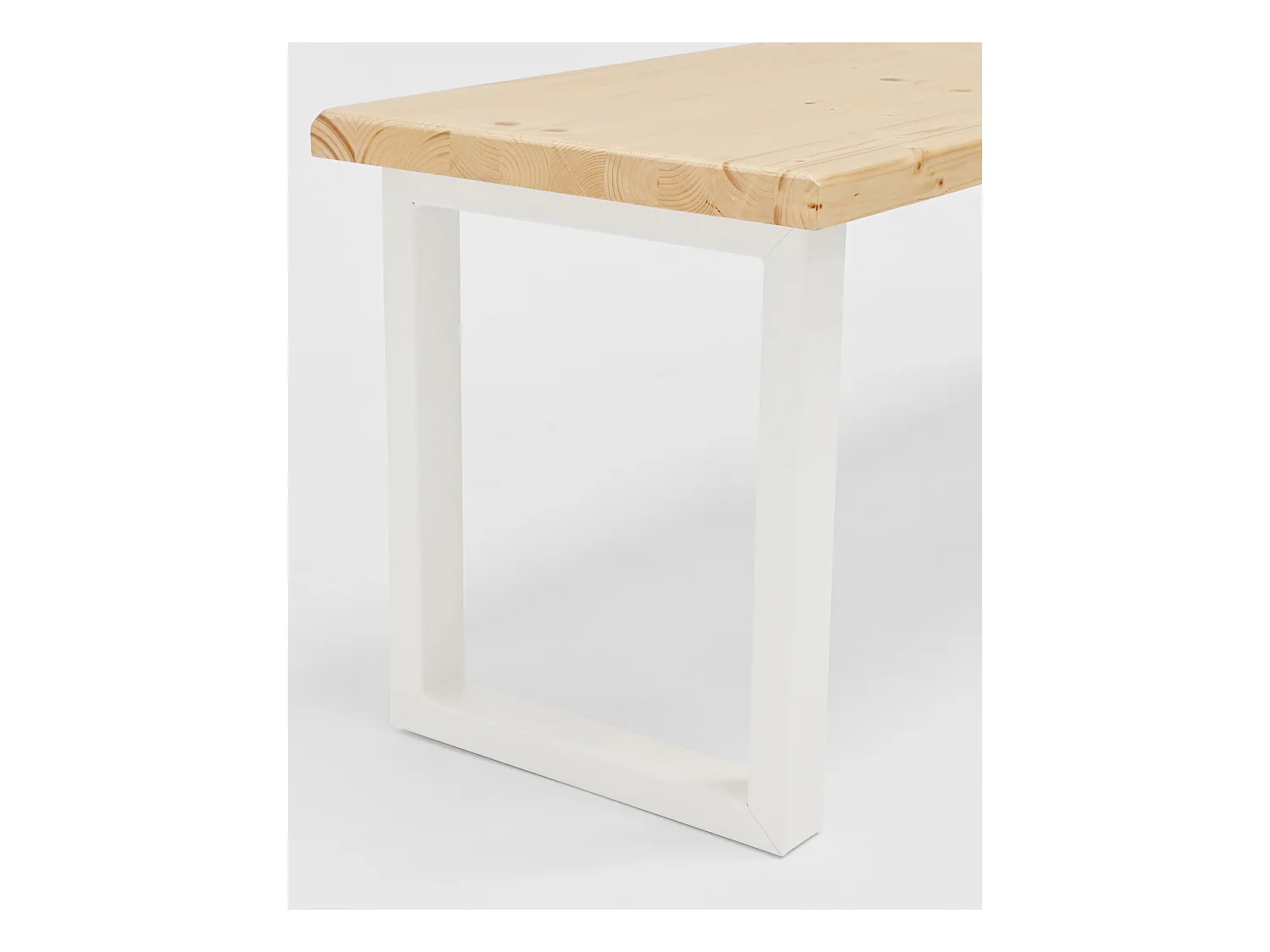 Banc en bois de pin et fer naturel et blanc 100x45cm
