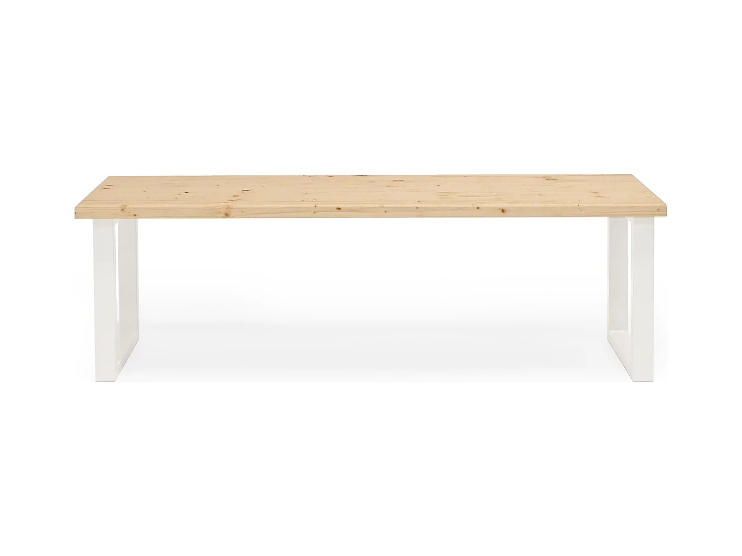Banc en bois de pin et fer naturel et blanc 100x45cm