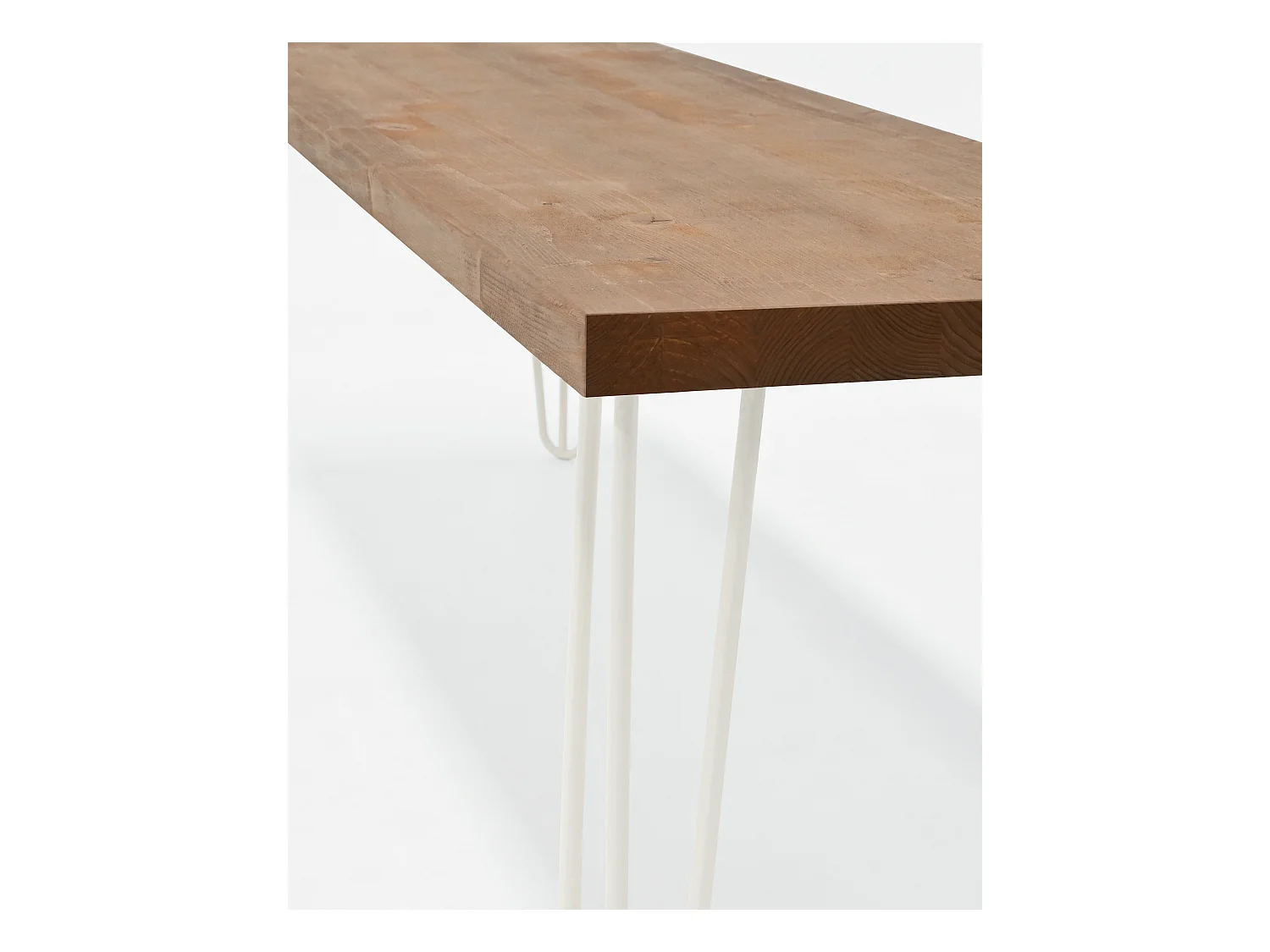 Banc en bois de pin et fer couleur vieilli et blanc 140x45cm - NOA - DECOWOOD