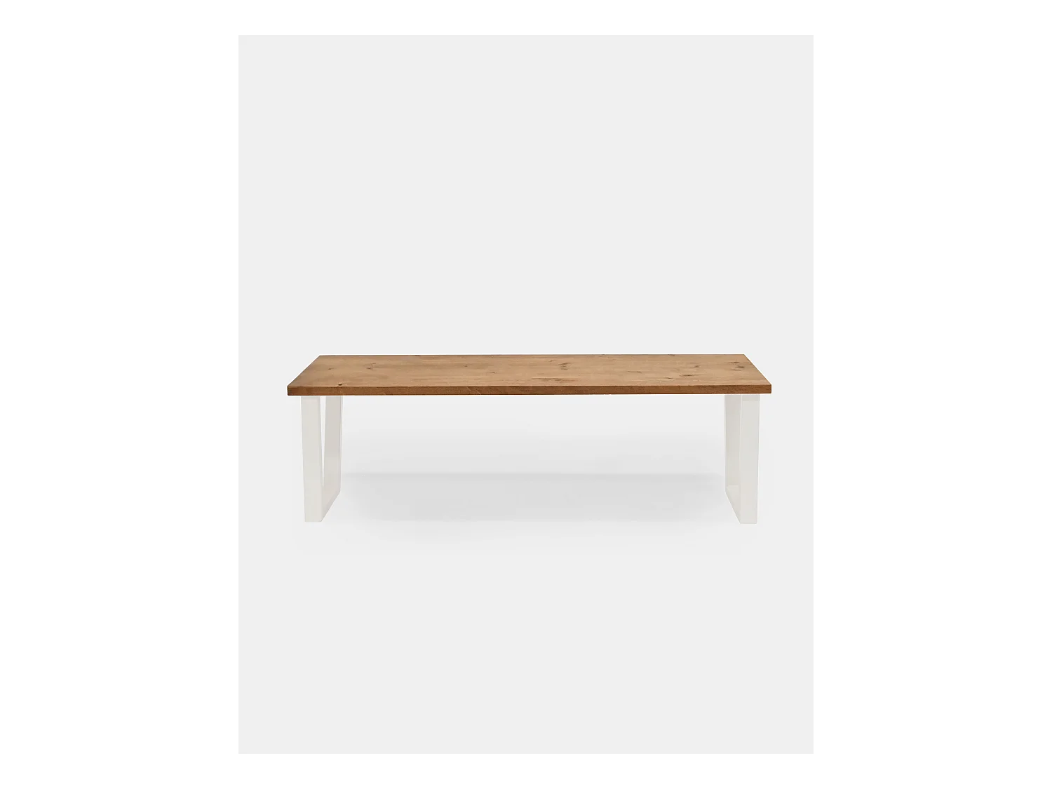 Banco de madera de pino rectangular Decowood para interiores en color roble oscuro con patas de hierro blancas de 140cm estilo industrial - GALA - DECOWOOD