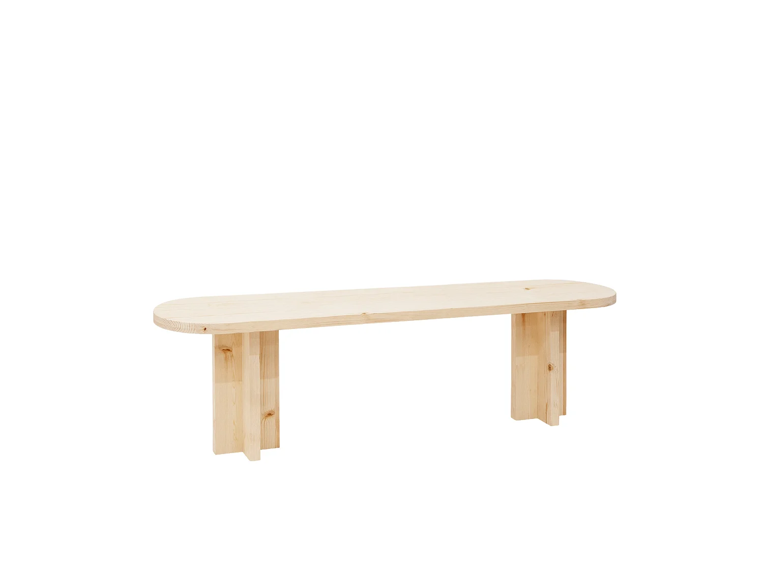 Panca ovale in legno masello in tono naturale 120x45cm - TOKYO - DECOWOOD