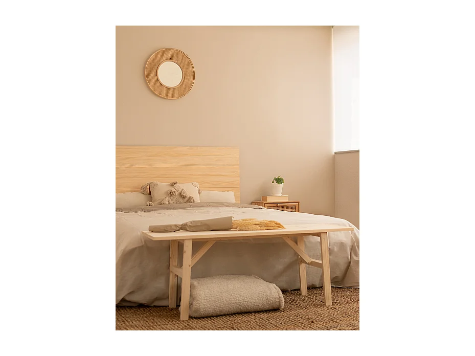 Panca decorativa in legno massello in tono naturale 120x45cm - SIEP - DECOWOOD