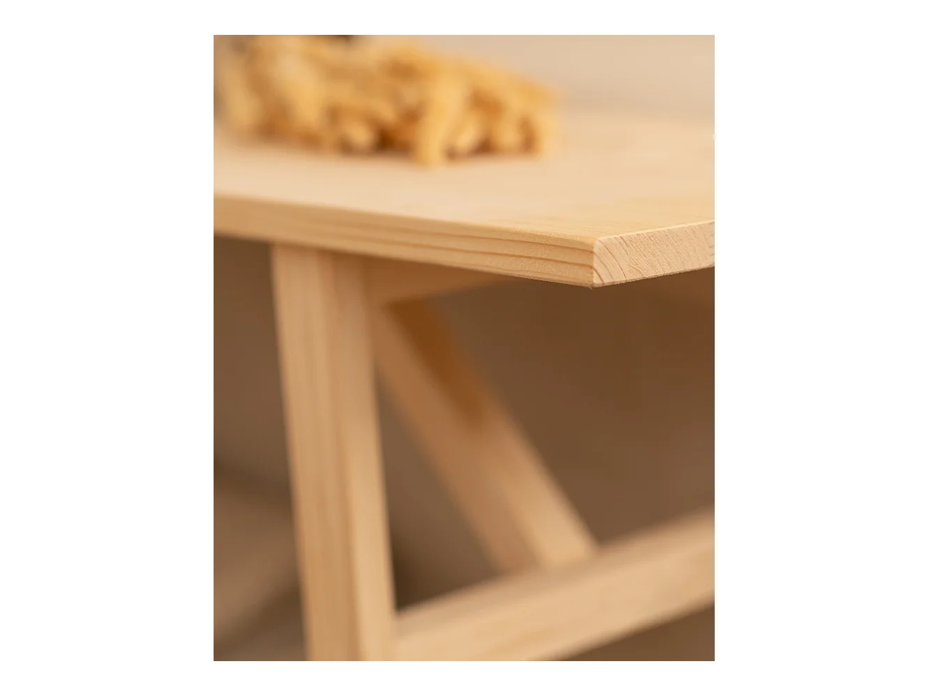 Panca decorativa in legno massello in tono naturale 120x45cm - SIEP - DECOWOOD