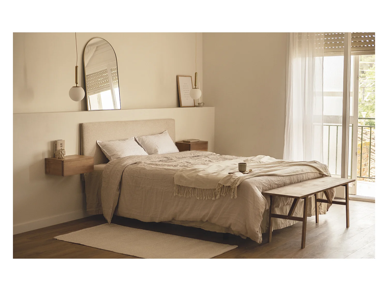 Banqueta de madera maciza en tono roble oscuro de 120x45cm - SIEP - DECOWOOD