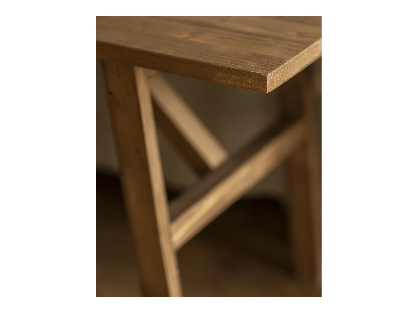 Banqueta de madera maciza en tono roble oscuro de 120x45cm - SIEP - DECOWOOD