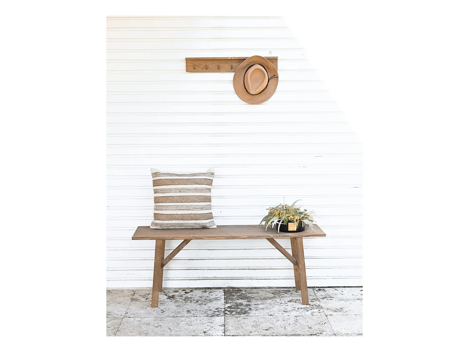 Banqueta de madera maciza en tono roble oscuro de 120x45cm - SIEP - DECOWOOD