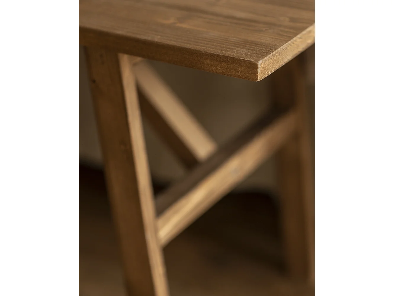 Panca decorativa in legno massello in tono marrone 120x45cm - SIEP - DECOWOOD