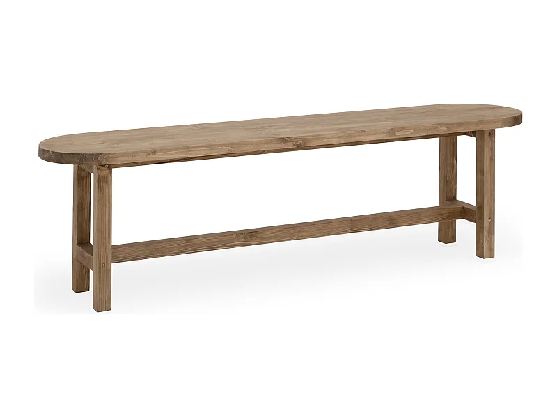 Panca ovale in legno masello in tono rovere scuro 120x45cm - OLIVIA - DECOWOOD