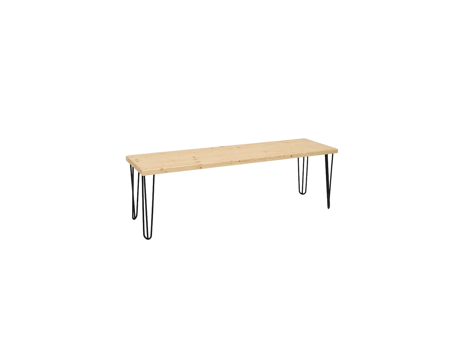 Banc en bois de pin et fer couleur naturel et noir 120x45cm - NOA - DECOWOOD