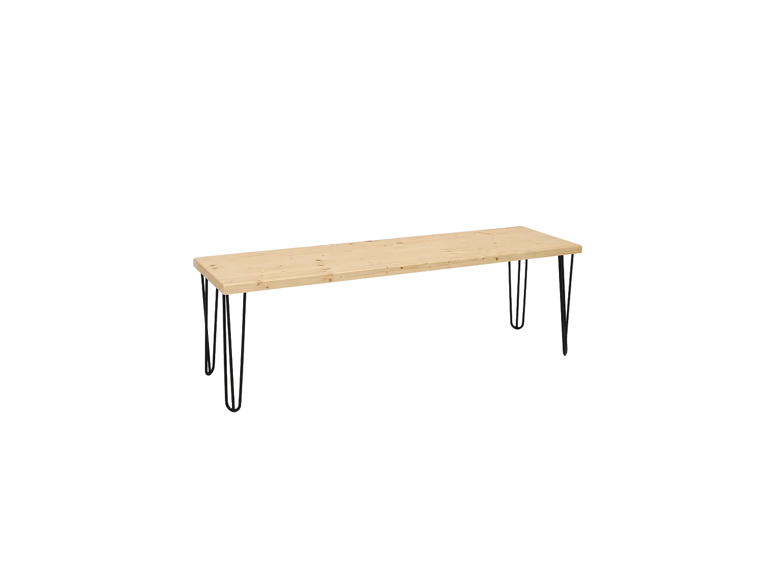 Banc en bois de pin et fer couleur naturel et noir 120x45cm - NOA - DECOWOOD