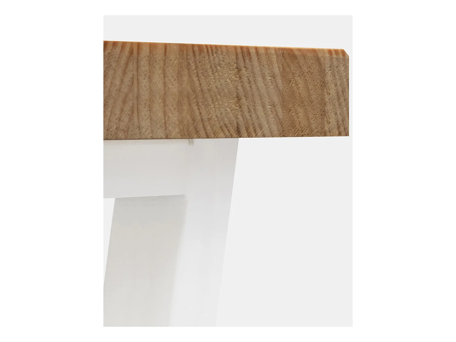 Banco de madera de pino rectangular Decowood para interiores en color roble oscuro con patas de hierro blancas de 160cm estilo industrial - GALA - DECOWOOD