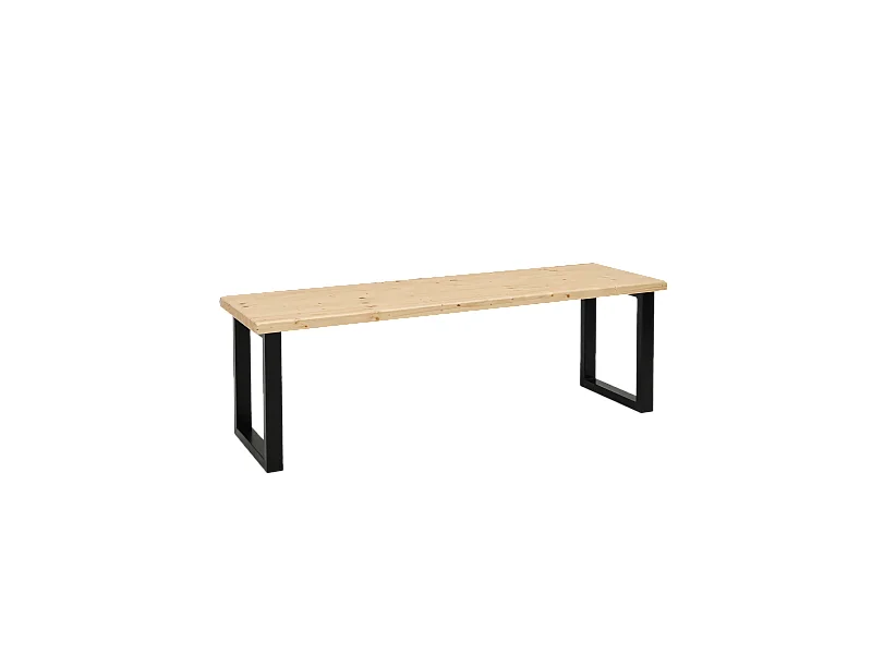 Banc en bois de pin et fer naturel et noir 100x45cm