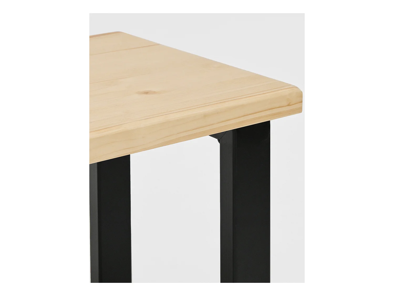 Banc en bois de pin et fer naturel et noir 100x45cm