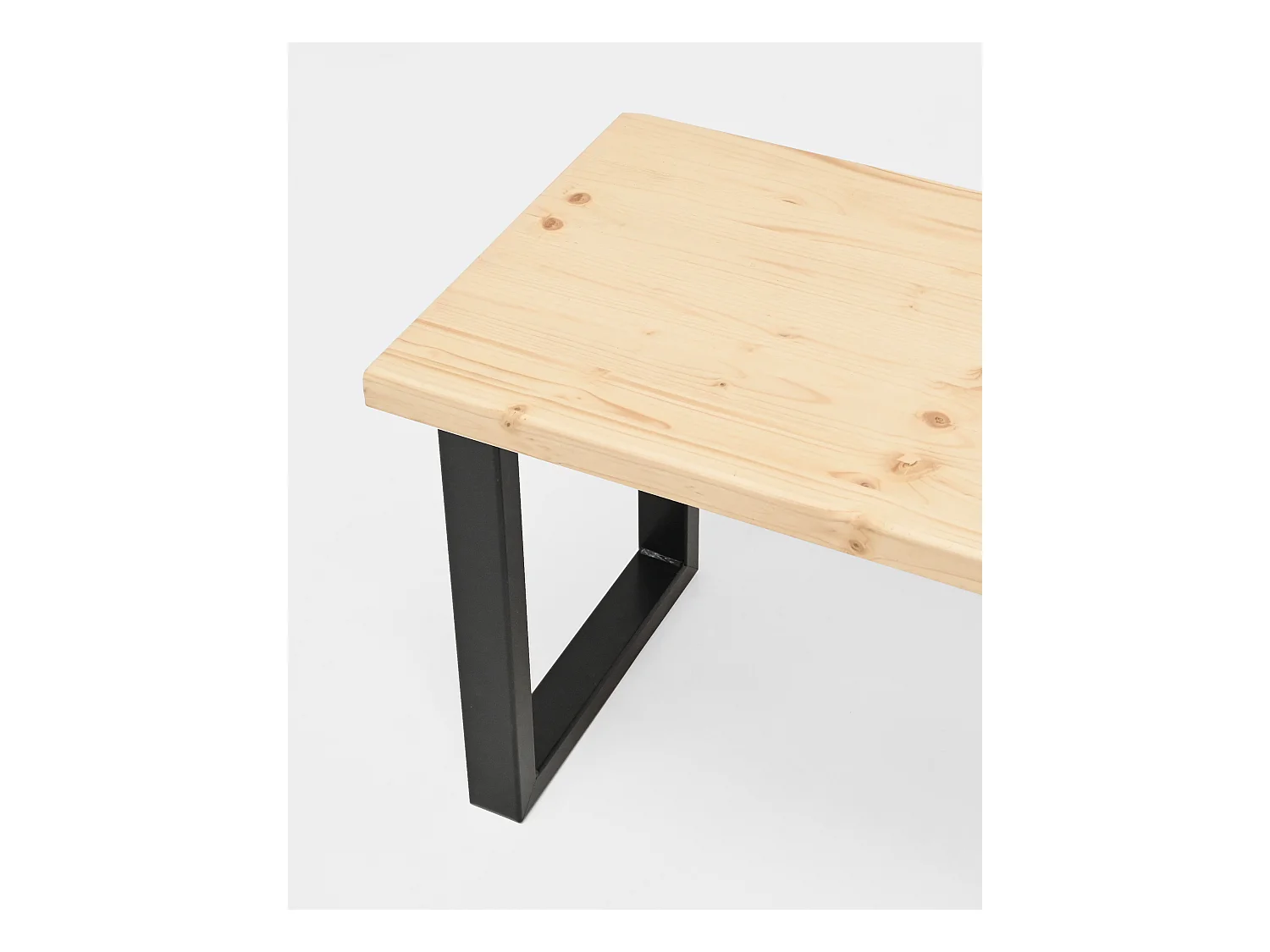 Banc en bois de pin et fer naturel et noir 100x45cm