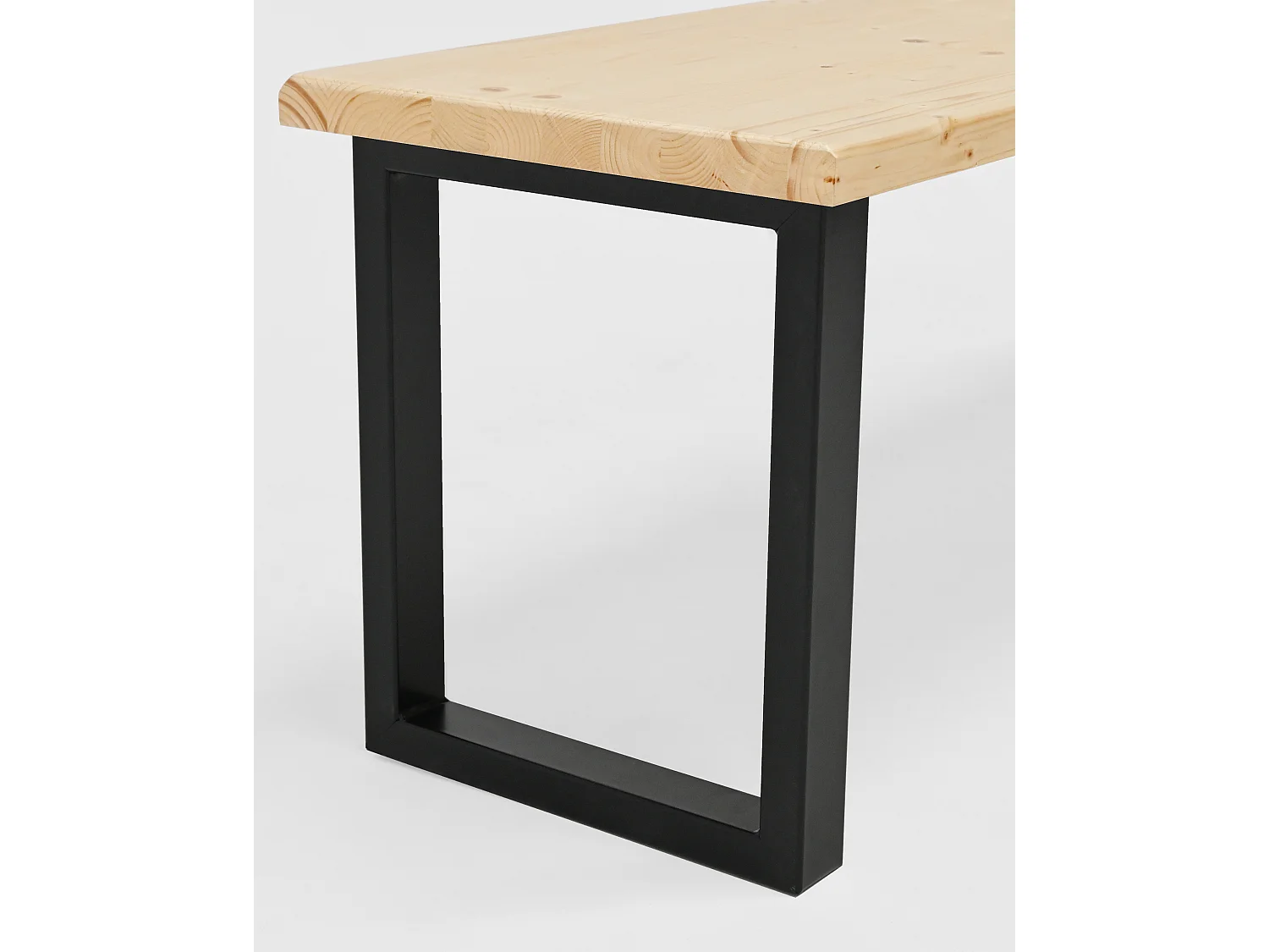 Banc en bois de pin et fer naturel et noir 100x45cm