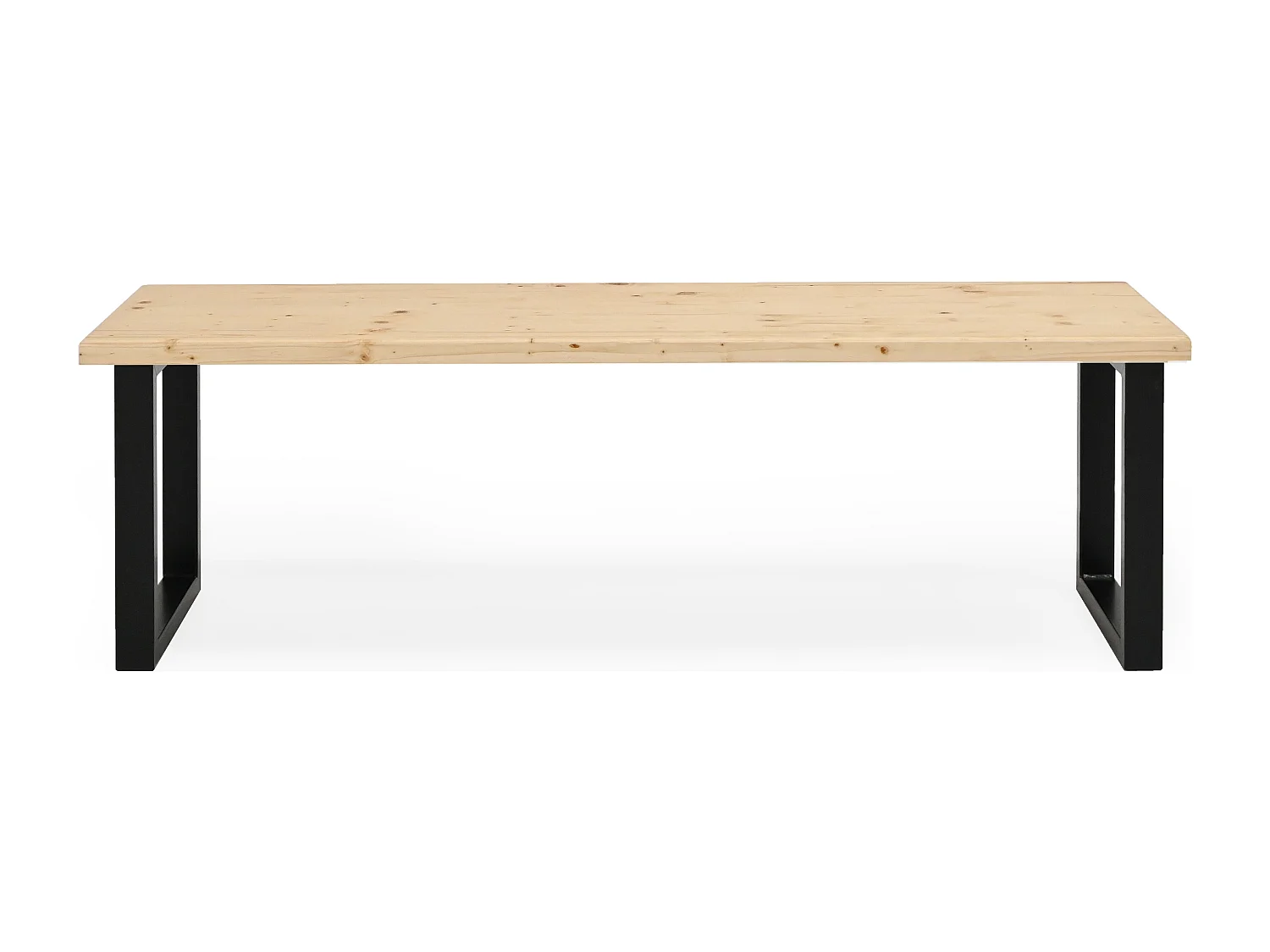 Banc en bois de pin et fer naturel et noir 100x45cm