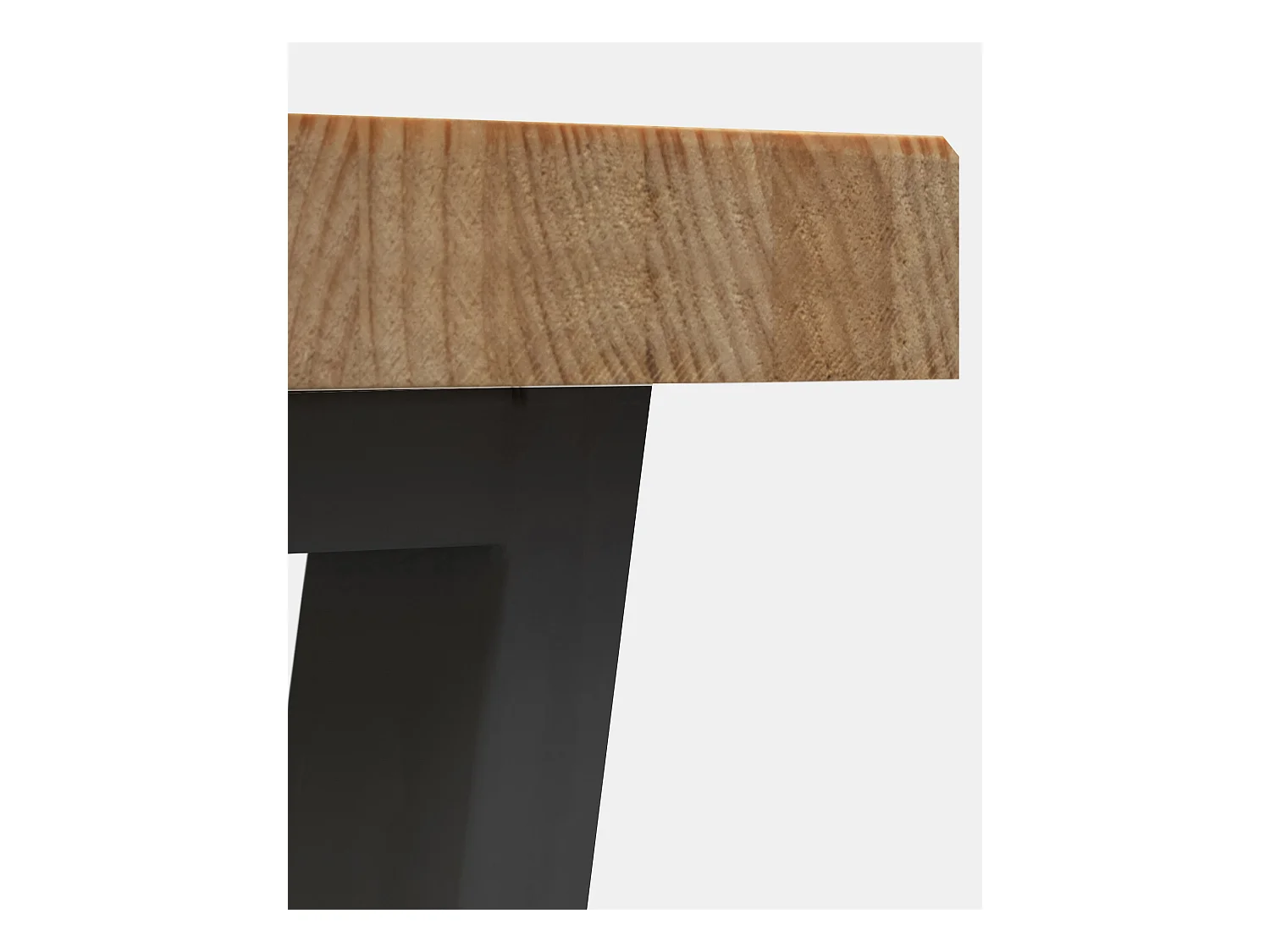 Banco de madera de pino rectangular Decowood para interiores en color roble oscuro con patas de hierro negras de 140cm estilo industrial - GALA - DECOWOOD