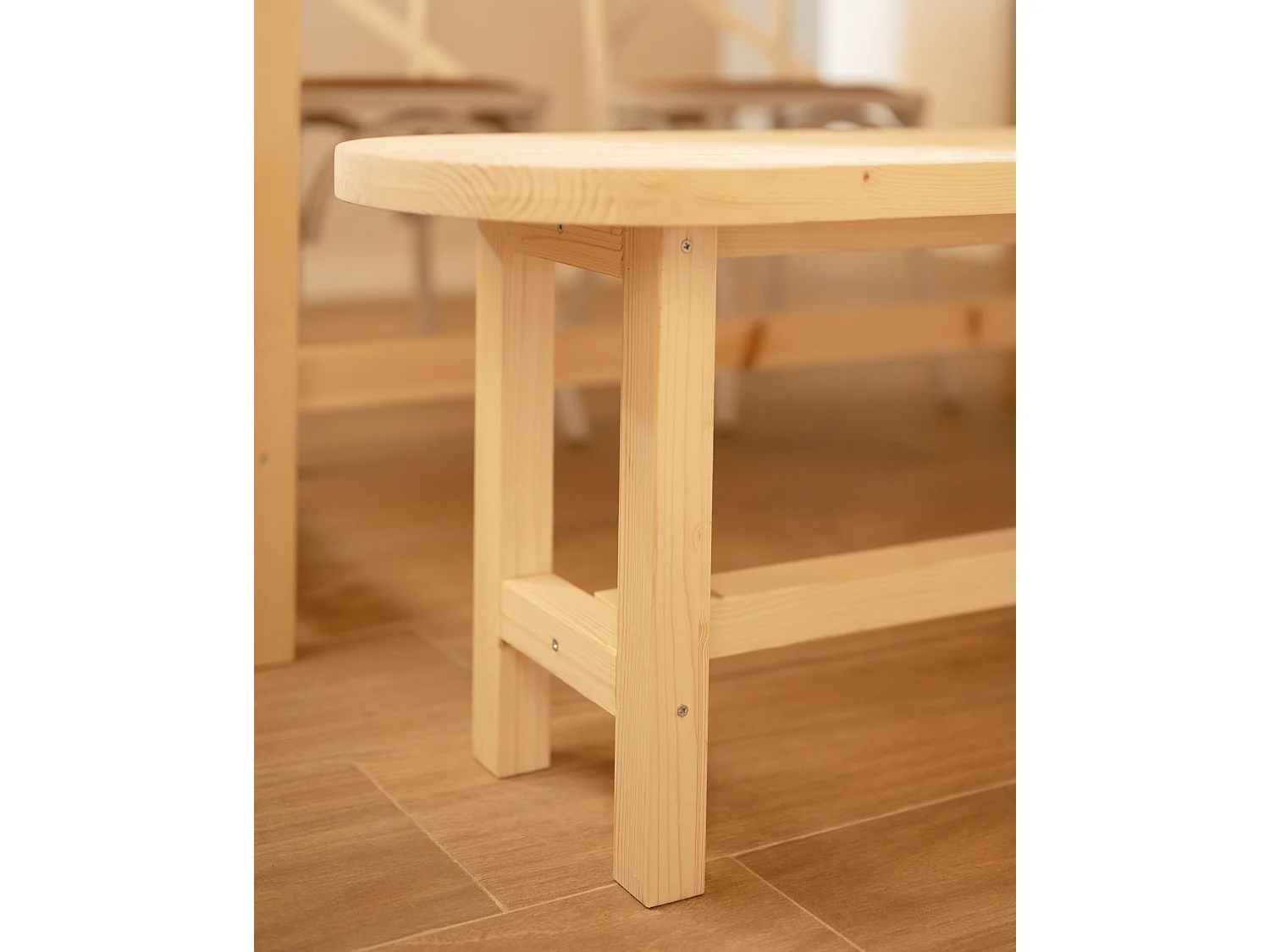 Panca ovale in legno masello in tono naturale 160x45cm - OLIVIA - DECOWOOD