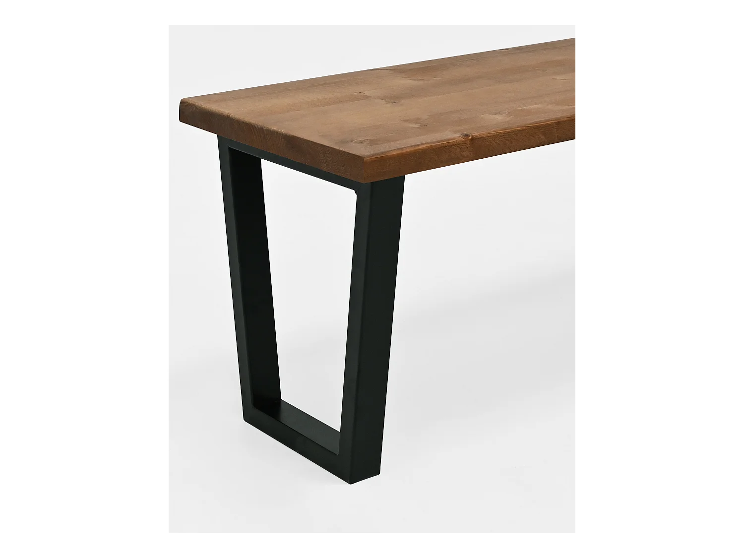 Banco de madera de pino rectangular Decowood para interiores en color roble oscuro con patas de hierro negras de 120cm estilo industrial - GALA - DECOWOOD