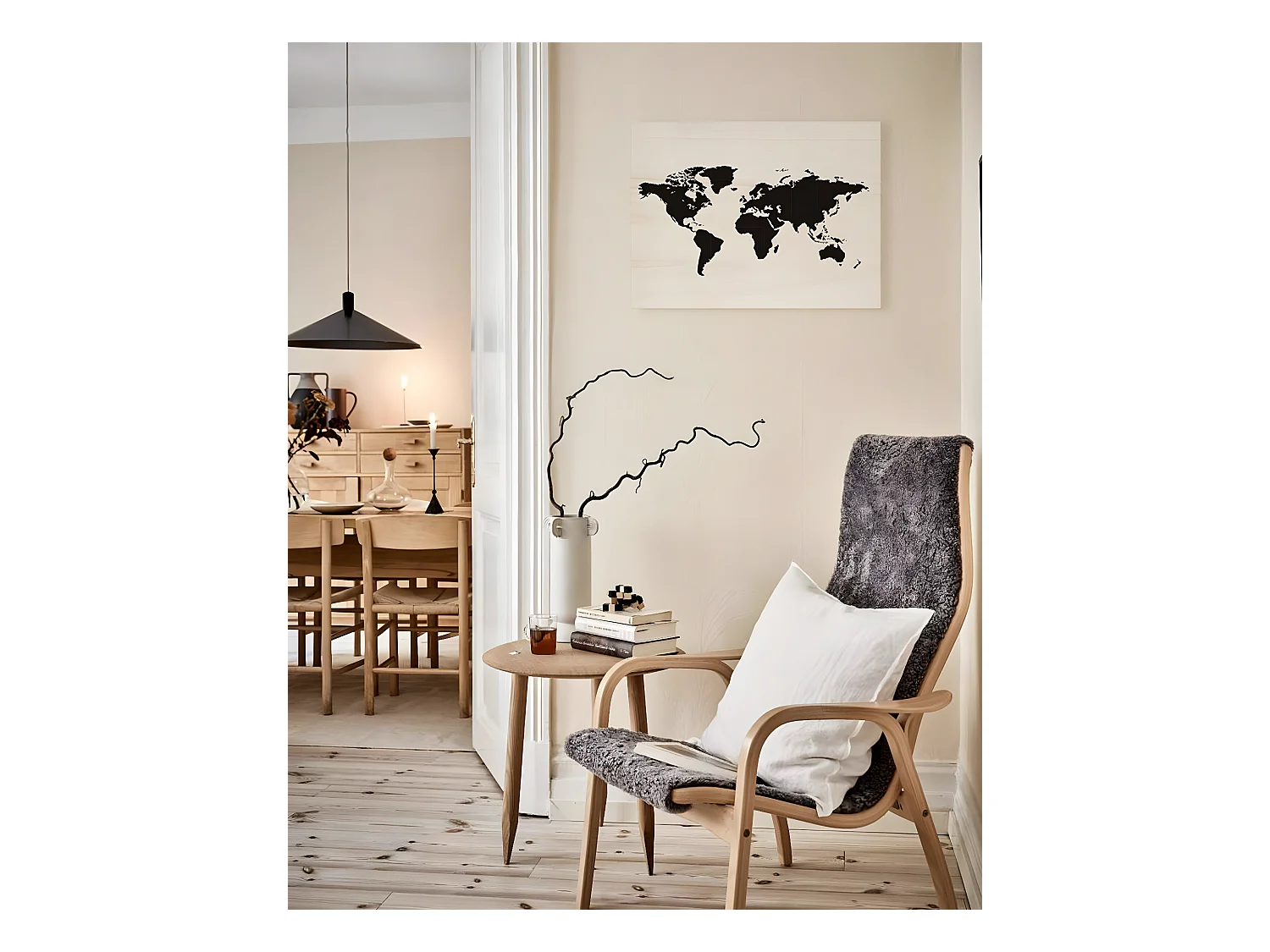 Cuadro de madera Mapamundi natural