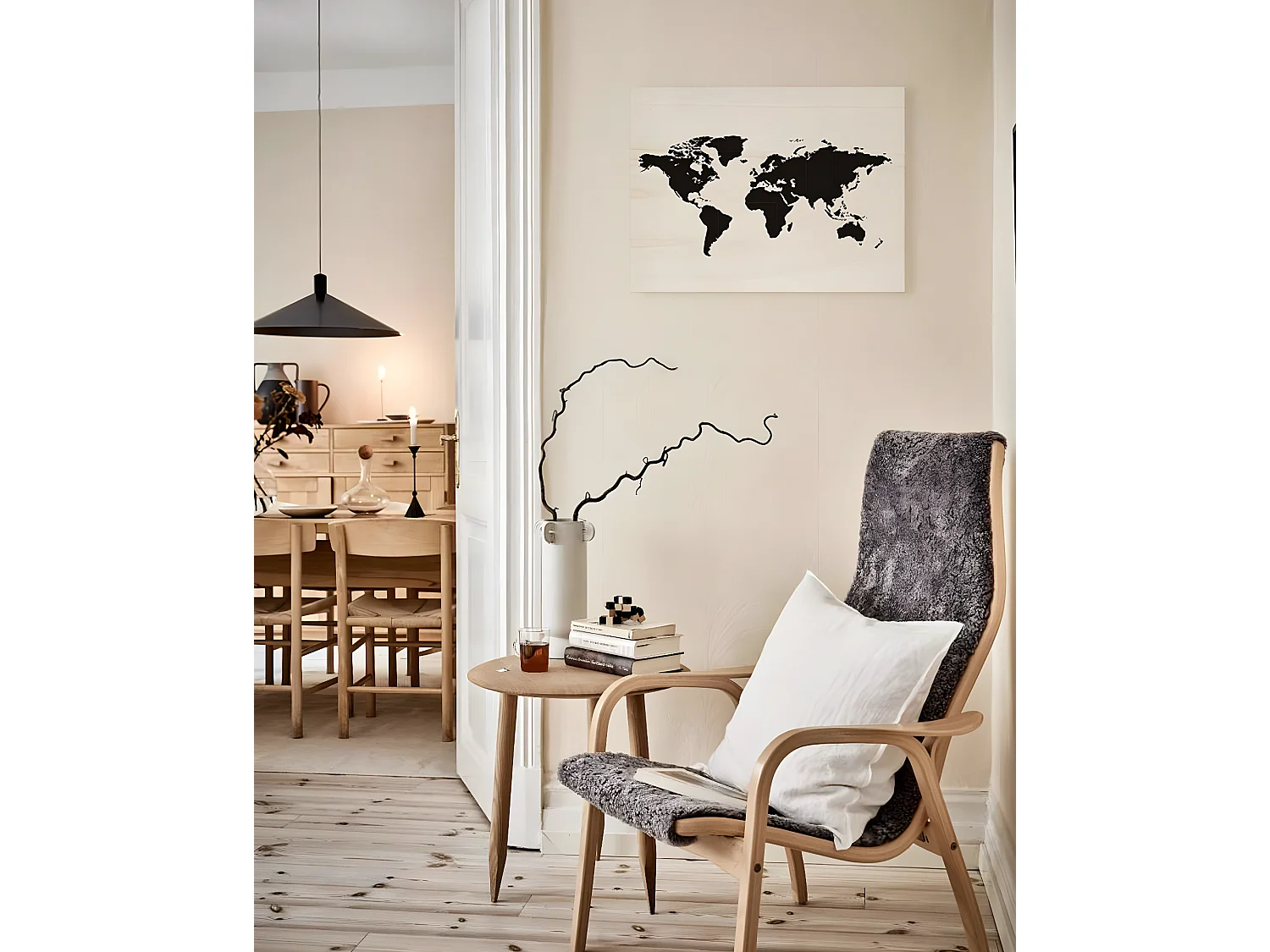 Cuadro de madera Mapamundi natural